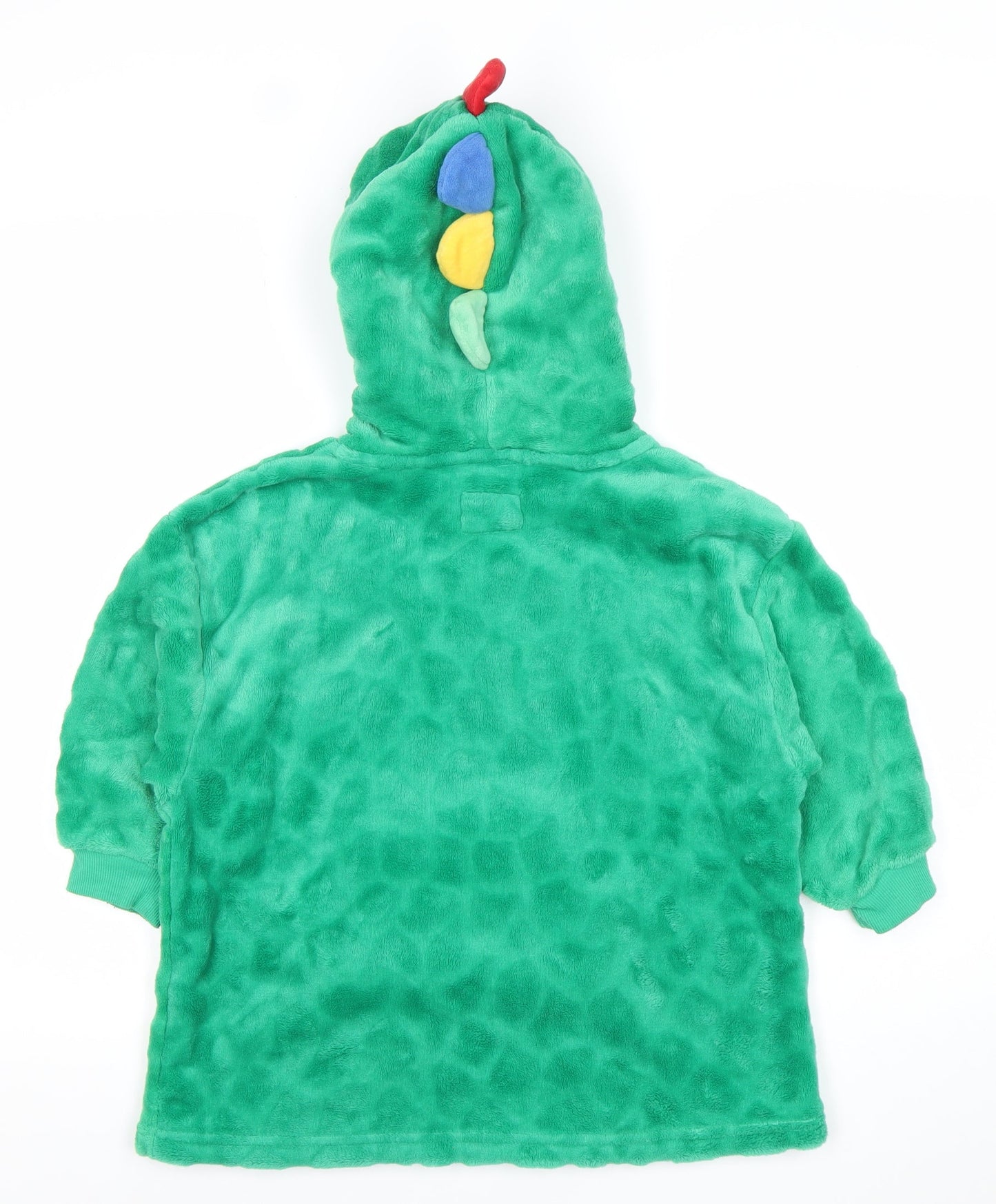 Primark Boys Green Dinosaur Fleece Hoodie XS Pullover Winter Hooded Fun