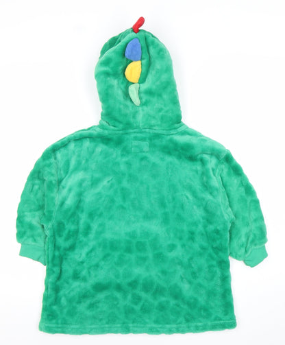 Primark Boys Green Dinosaur Fleece Hoodie XS Pullover Winter Hooded Fun