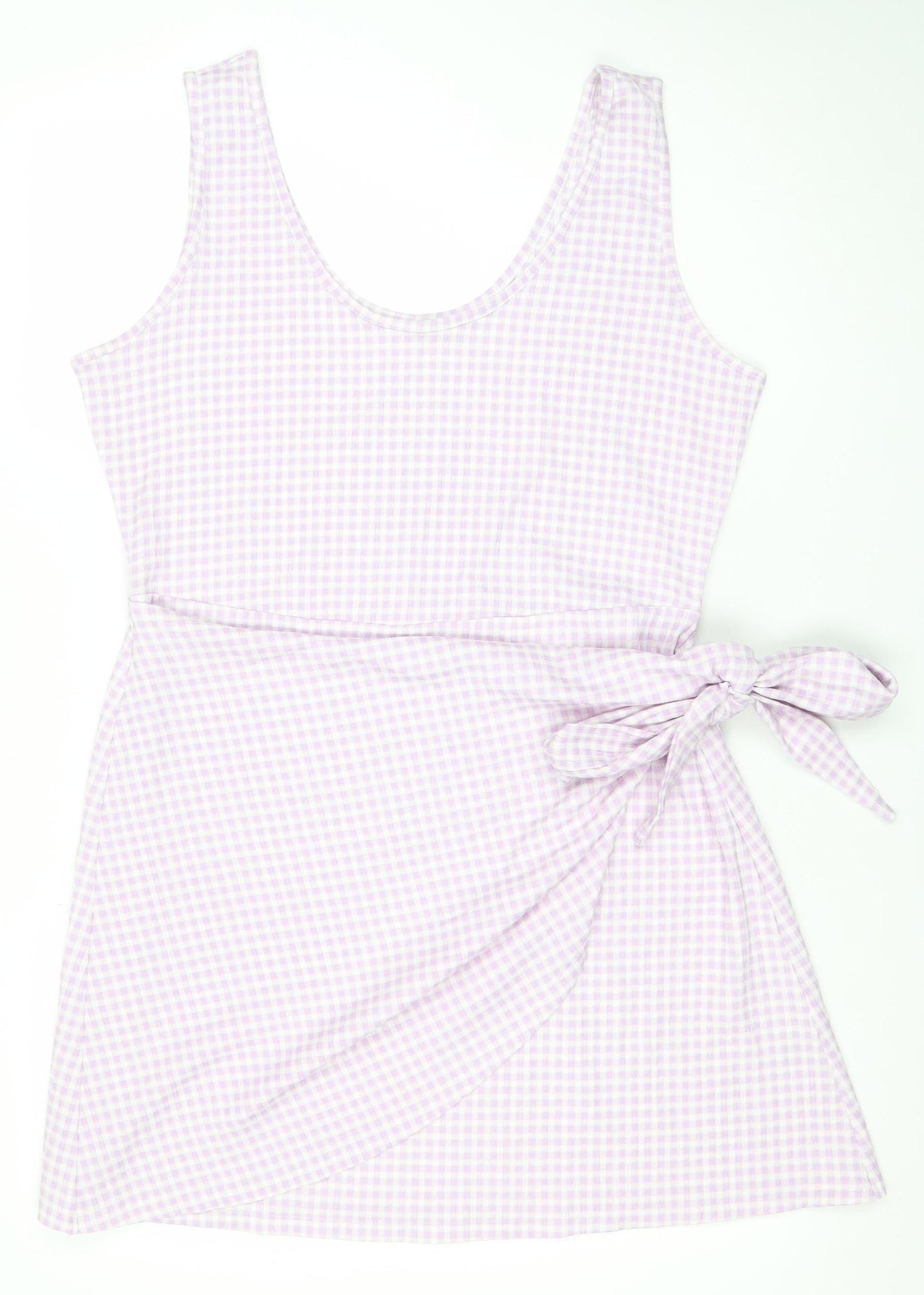 Very Women’s Pink Check Tank Dress Size 16 Scoop Neck Sleeveless