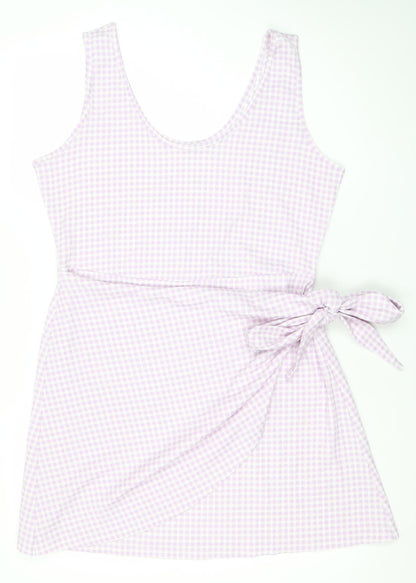 Very Women’s Pink Check Tank Dress Size 16 Scoop Neck Sleeveless
