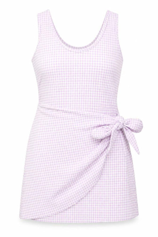 Very Women’s Pink Check Tank Dress Size 16 Scoop Neck Sleeveless