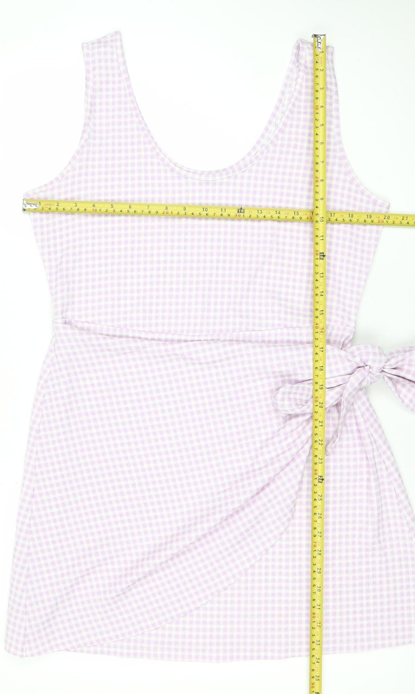 Very Women’s Pink Check Tank Dress Size 16 Scoop Neck Sleeveless