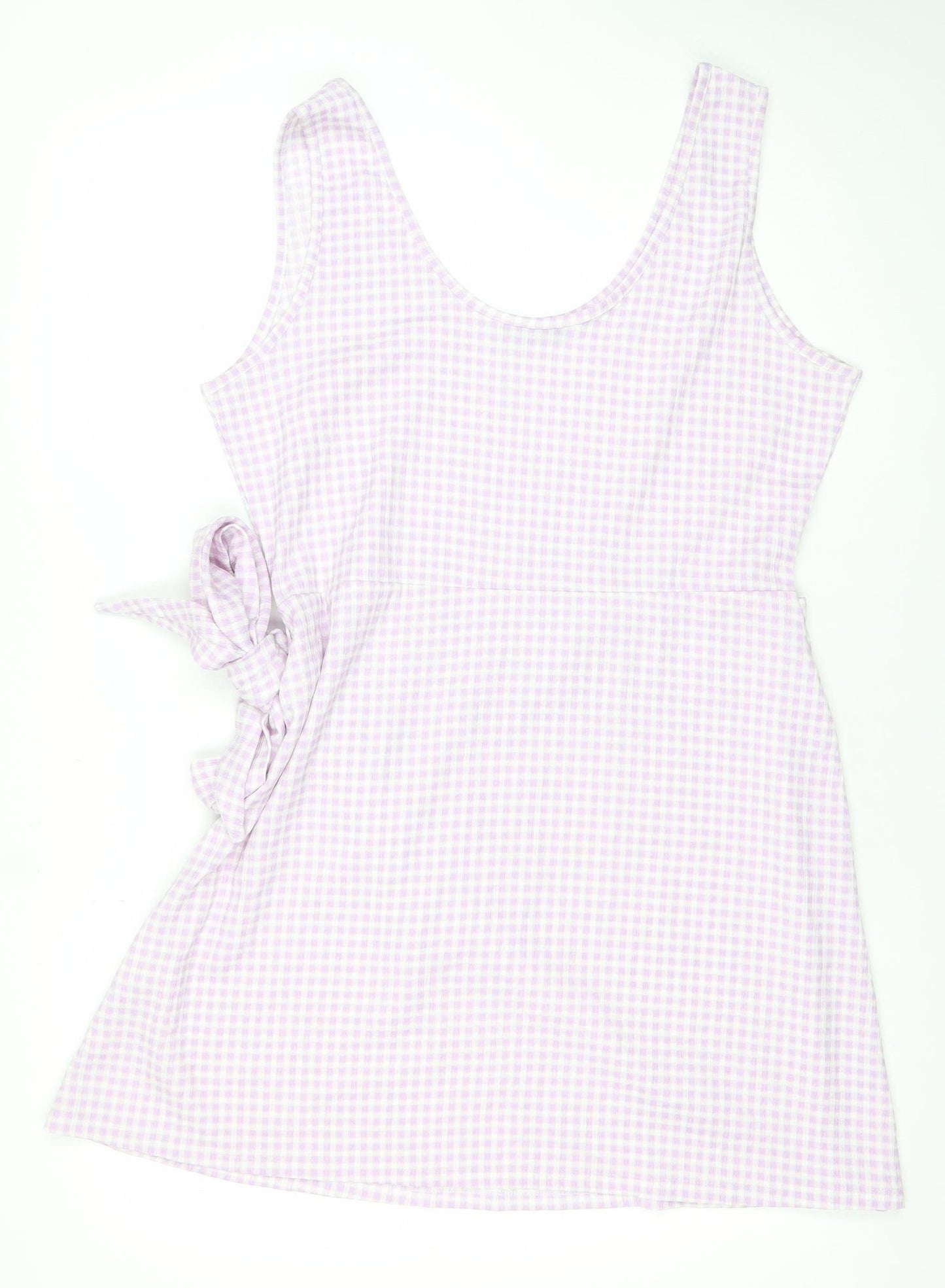 Very Women’s Pink Check Tank Dress Size 16 Scoop Neck Sleeveless