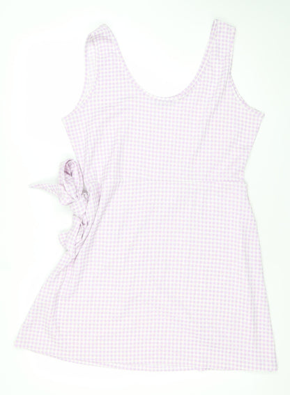 Very Women’s Pink Check Tank Dress Size 16 Scoop Neck Sleeveless