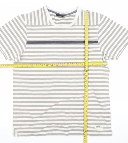 Boxfresh Men's Grey Striped Cotton Crew Neck T-Shirt Size M