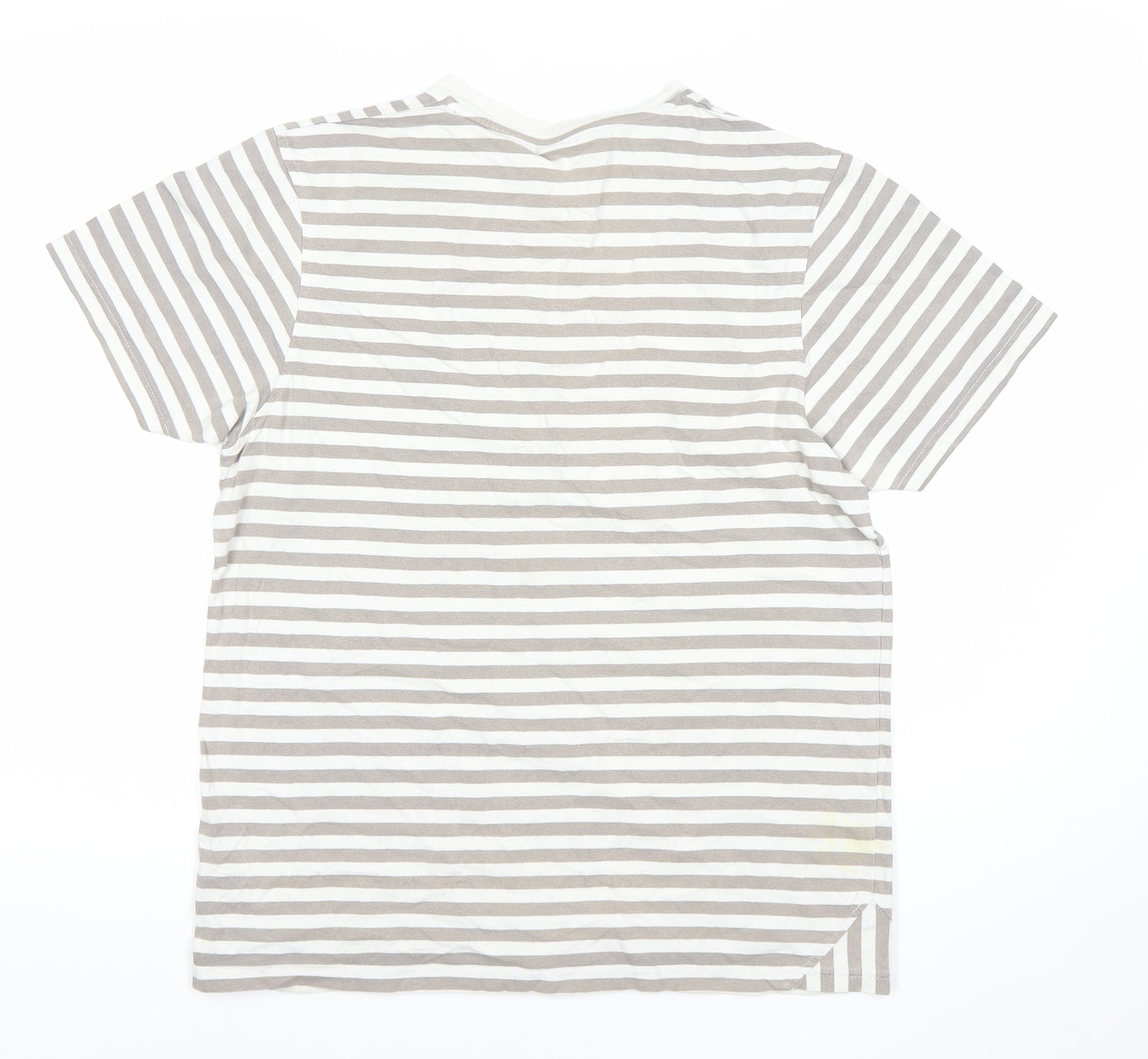 Boxfresh Men's Grey Striped Cotton Crew Neck T-Shirt Size M