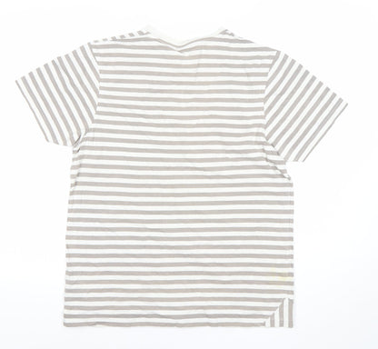 Boxfresh Men's Grey Striped Cotton Crew Neck T-Shirt Size M