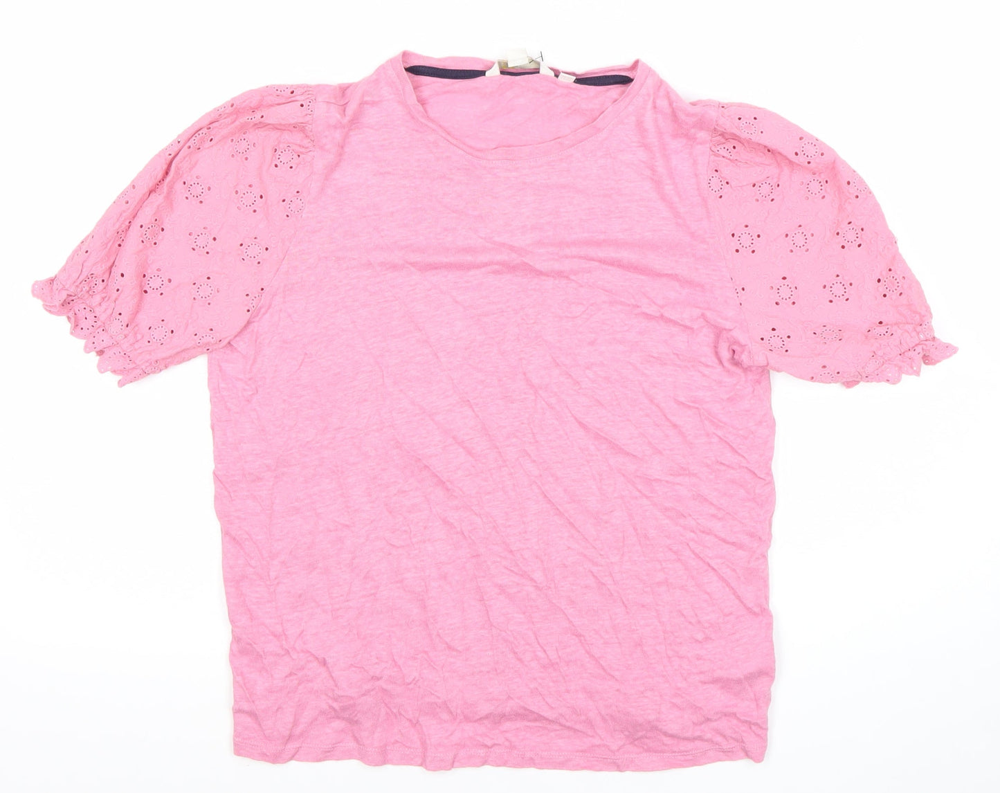 Boden Women’s Pink Cotton Puff Sleeve T-Shirt Size 12