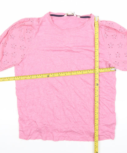 Boden Women’s Pink Cotton Puff Sleeve T-Shirt Size 12