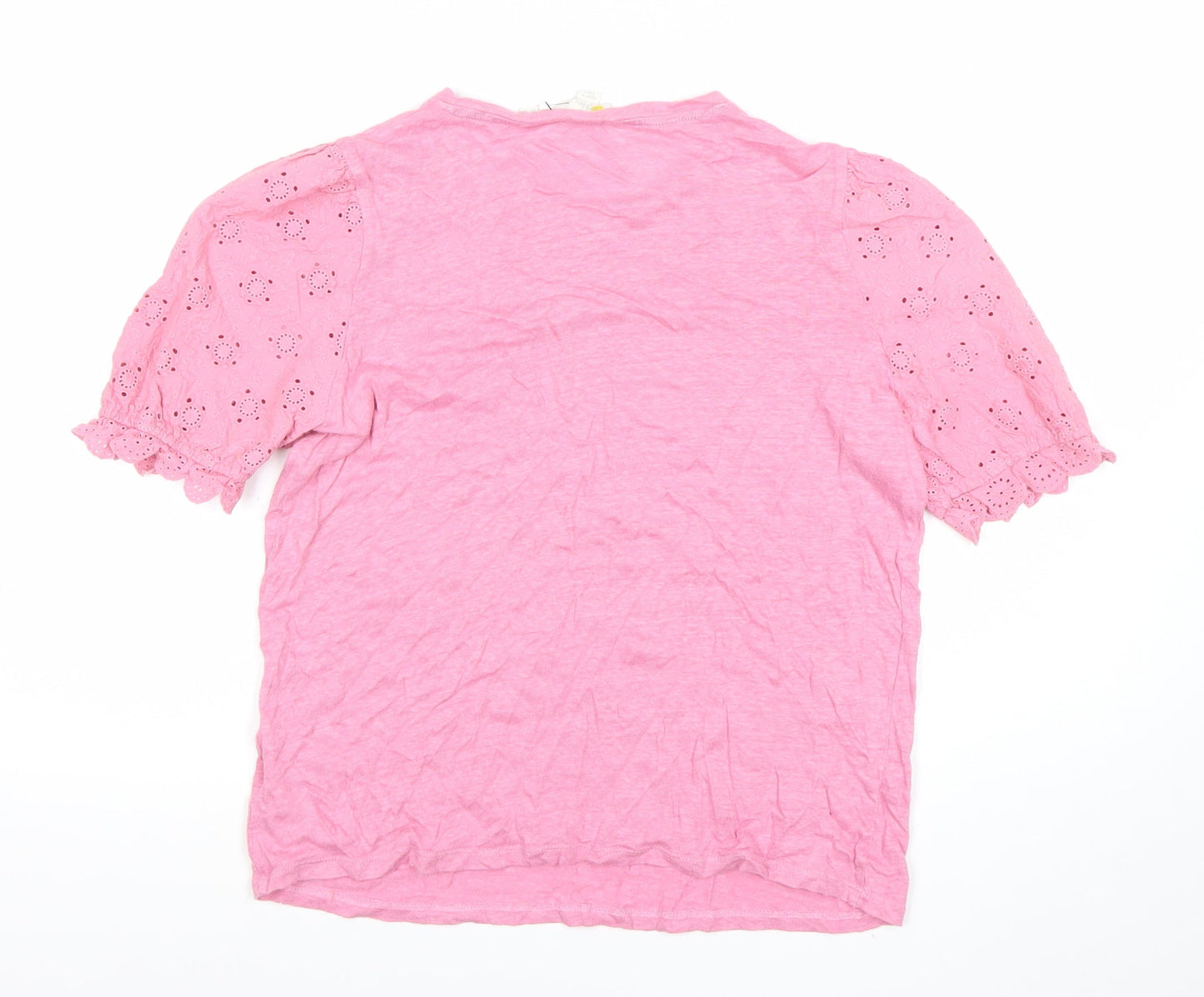 Boden Women’s Pink Cotton Puff Sleeve T-Shirt Size 12