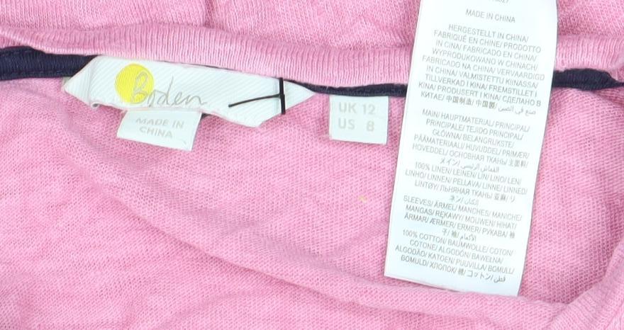 Boden Women’s Pink Cotton Puff Sleeve T-Shirt Size 12