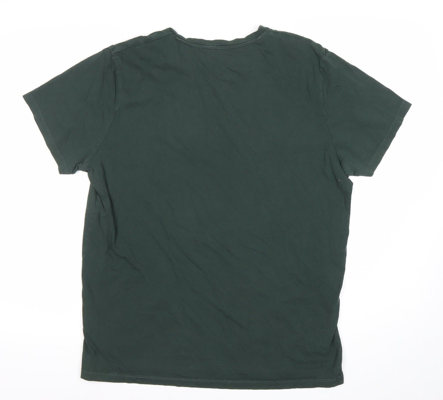 Jack & Jones Men’s Green XL Crew Neck 90s Retro Graphic T-Shirt