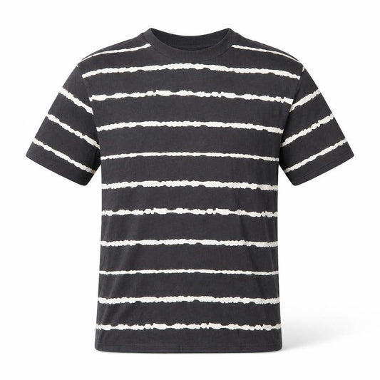 Marks and Spencer Boys Black Striped T-Shirt 12-13 Years Cotton