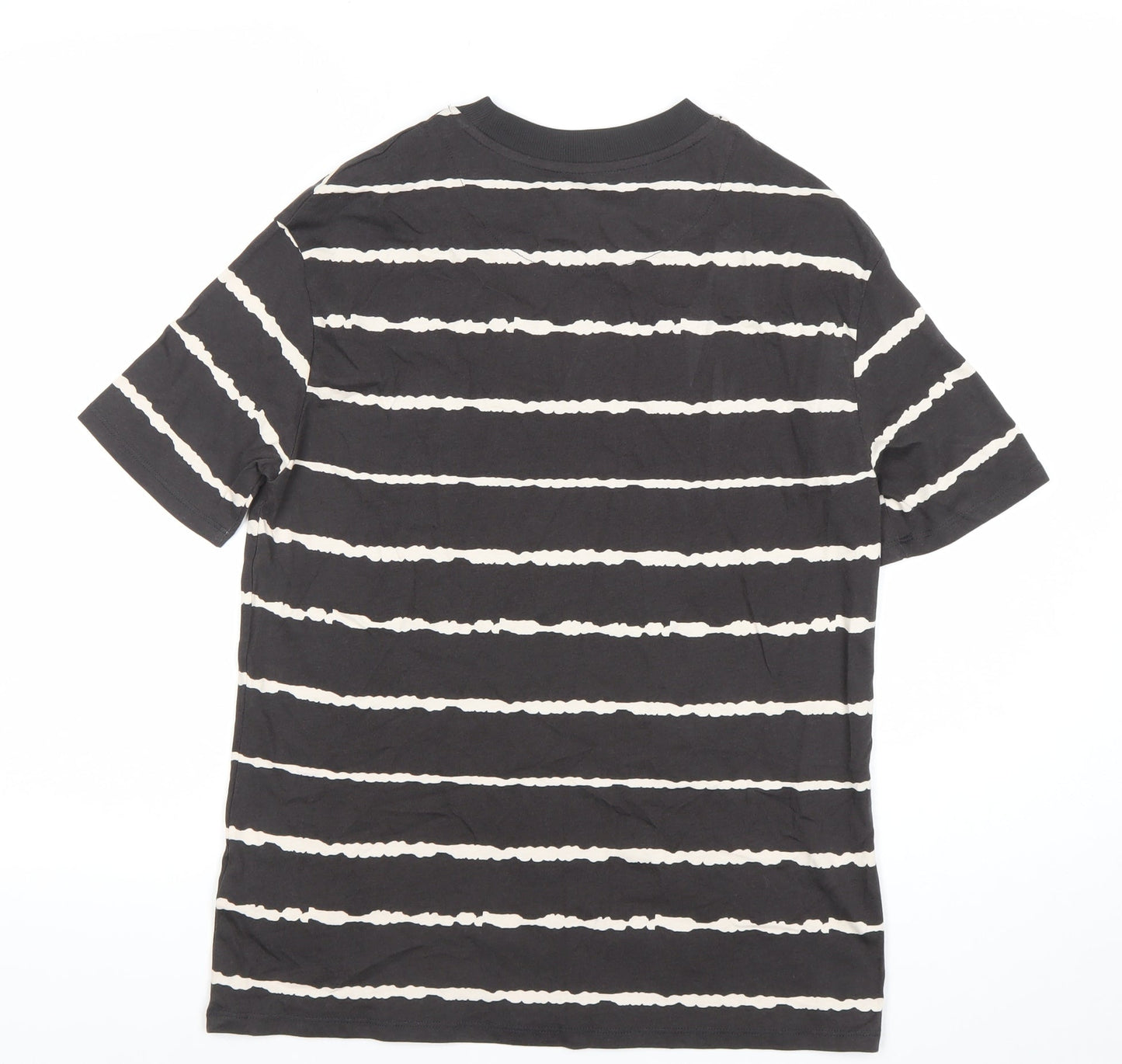 Marks and Spencer Boys Black Striped T-Shirt 12-13 Years Cotton