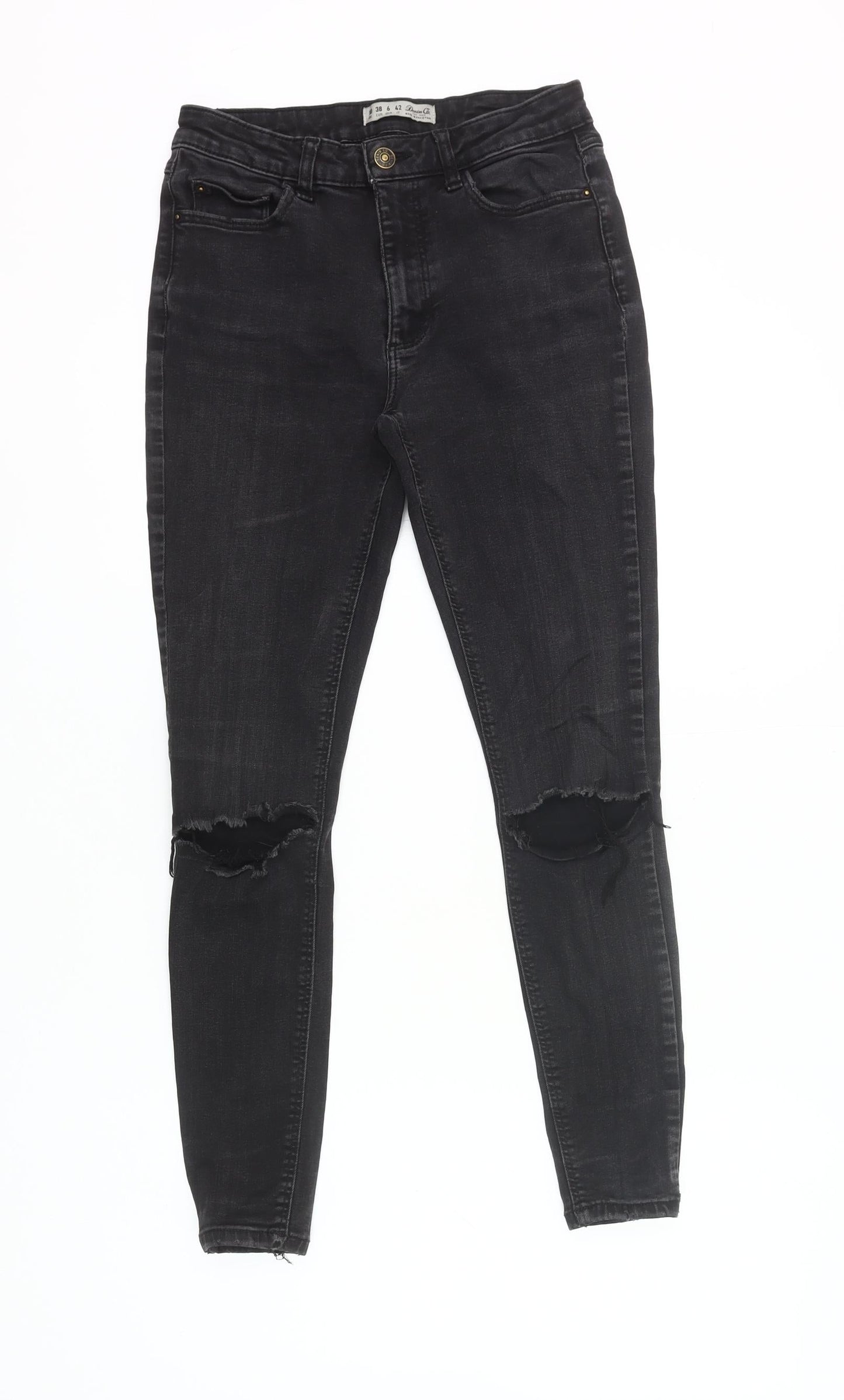 Denim Co. Womens Black Skinny Jeans Size 10 Distressed Slim Fit