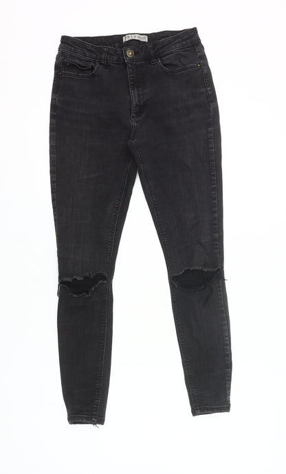 Denim Co. Womens Black Skinny Jeans Size 10 Distressed Slim Fit
