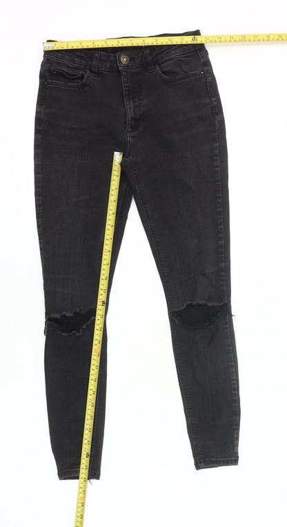 Denim Co. Womens Black Skinny Jeans Size 10 Distressed Slim Fit