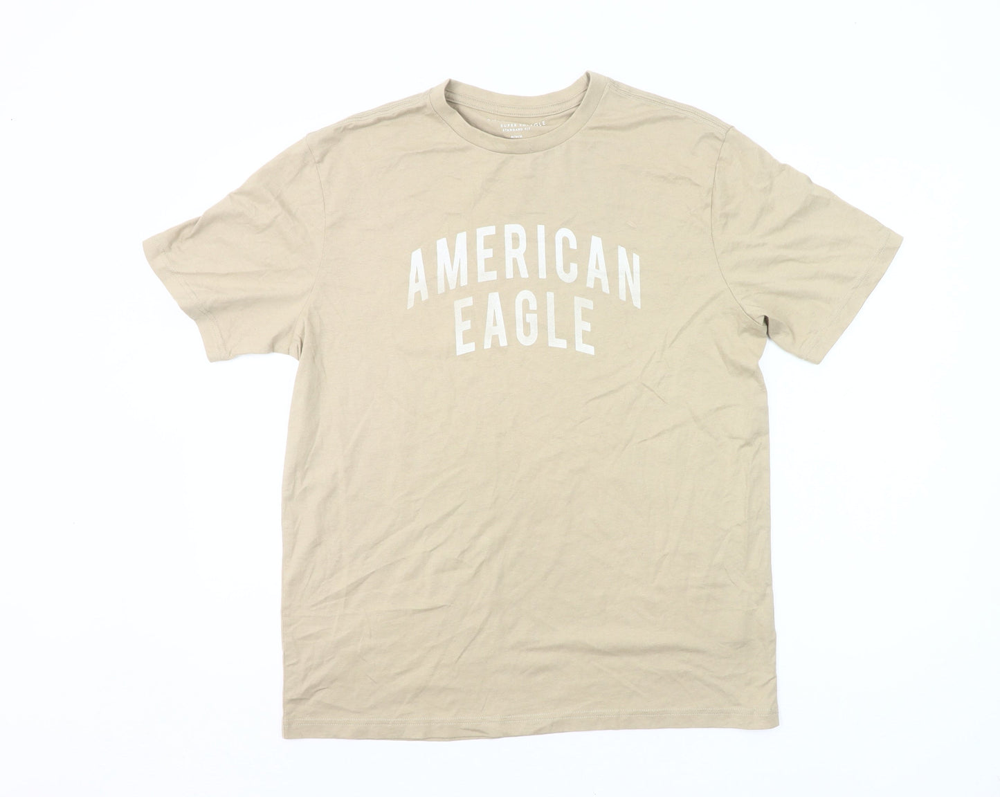American Eagle Men’s Beige M Crew Neck Graphic T-Shirt Classic Fit