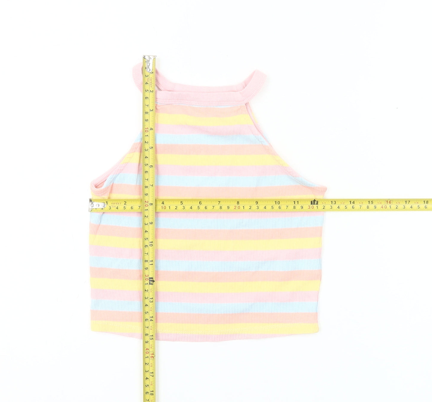 Reserved Womens Multicoloured Striped Halter Crop Tank Top S