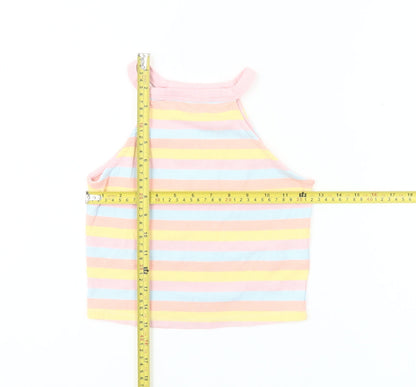 Reserved Womens Multicoloured Striped Halter Crop Tank Top S