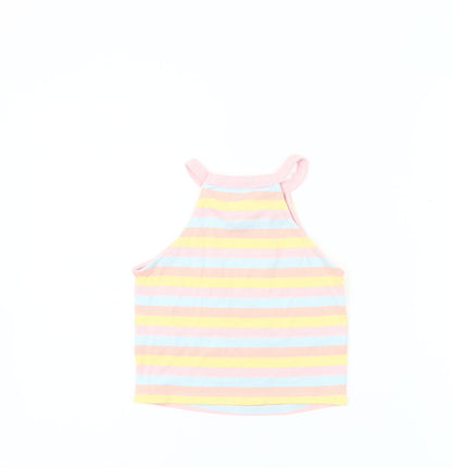Reserved Womens Multicoloured Striped Halter Crop Tank Top S