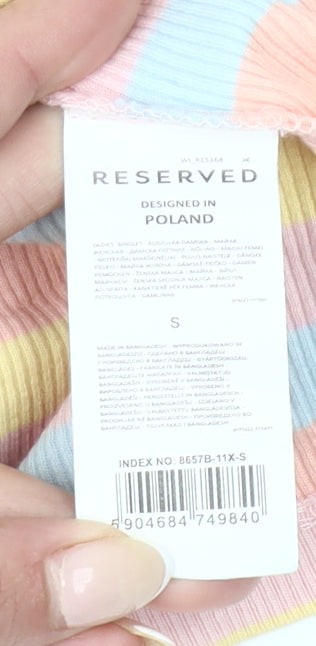 Reserved Womens Multicoloured Striped Halter Crop Tank Top S
