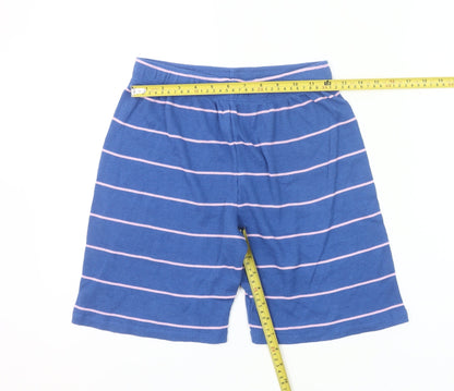 Marks and Spencer Boys Blue Striped Sleep Shorts 11-12 Years Cotton Blend