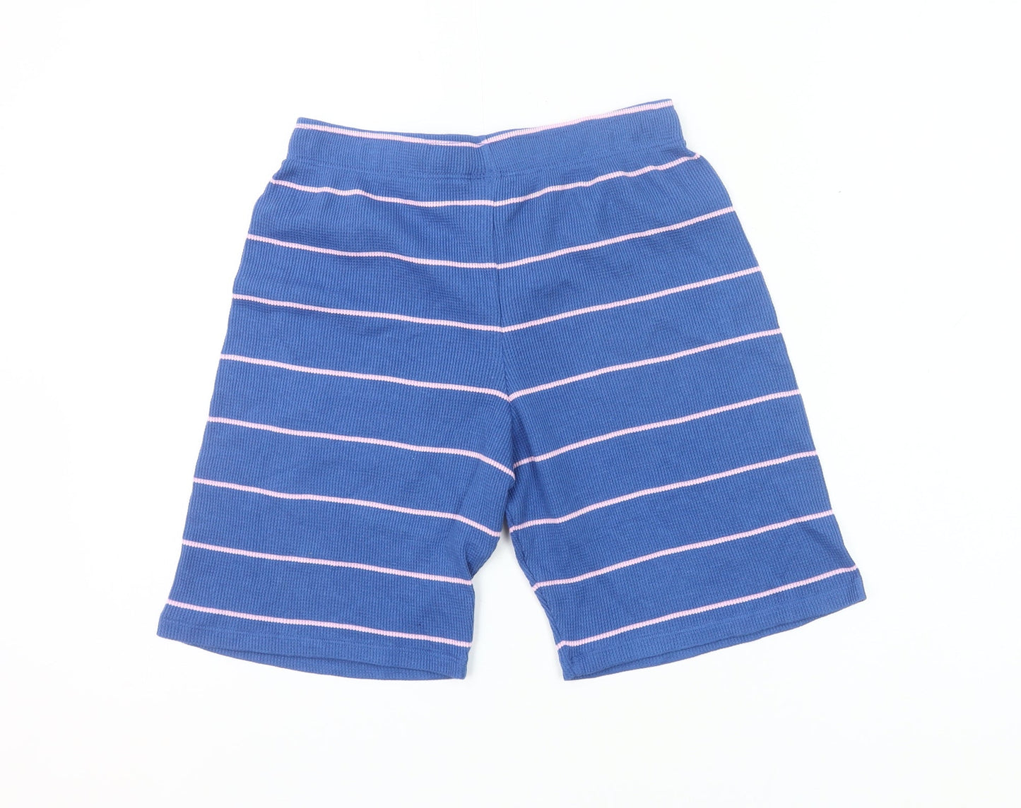 Marks and Spencer Boys Blue Striped Sleep Shorts 11-12 Years Cotton Blend