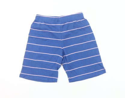 Marks and Spencer Boys Blue Striped Sleep Shorts 11-12 Years Cotton Blend