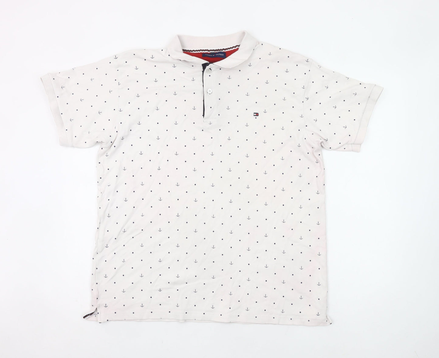Tommy Hilfiger Men’s White 2XL Anchor Print Polo Shirt