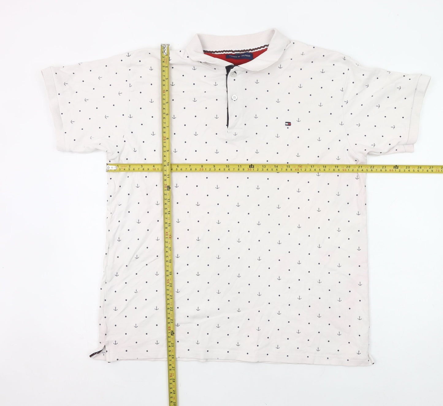 Tommy Hilfiger Men’s White 2XL Anchor Print Polo Shirt