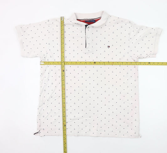 Tommy Hilfiger Men’s White 2XL Anchor Print Polo Shirt
