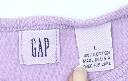 GAP Women’s Purple Cotton T-Shirt L Crew Neck Short Sleeve Casual