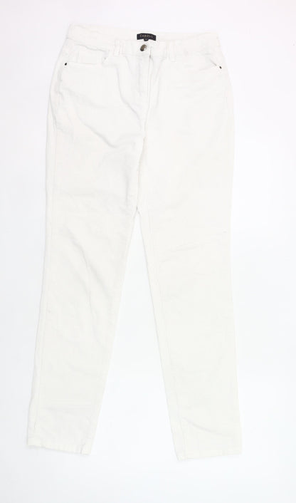 Caroll Womens White Corduroy Chino Trousers Size 12 Straight Fit