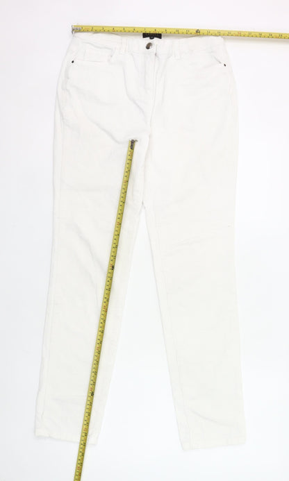 Caroll Womens White Corduroy Chino Trousers Size 12 Straight Fit