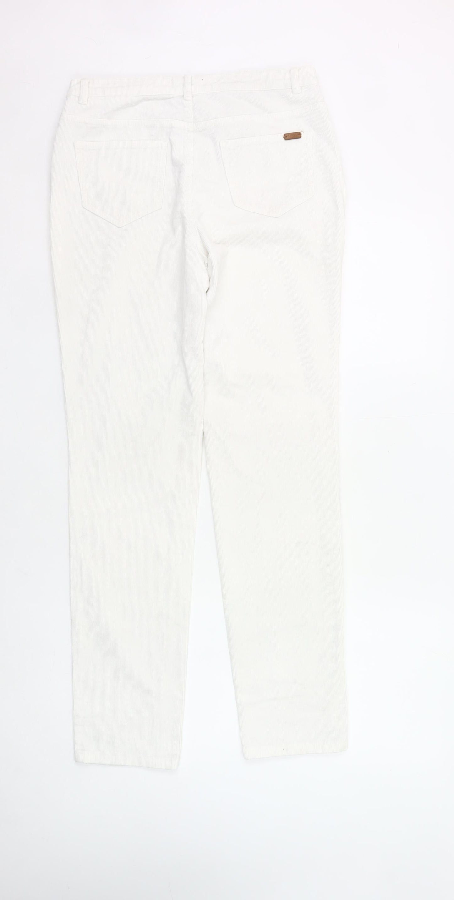 Caroll Womens White Corduroy Chino Trousers Size 12 Straight Fit