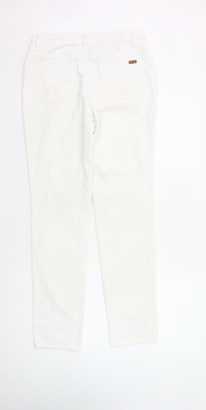 Caroll Womens White Corduroy Chino Trousers Size 12 Straight Fit