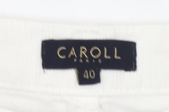 Caroll Womens White Corduroy Chino Trousers Size 12 Straight Fit