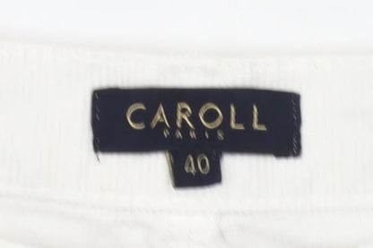 Caroll Womens White Corduroy Chino Trousers Size 12 Straight Fit
