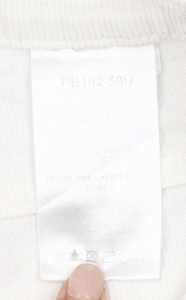 Caroll Womens White Corduroy Chino Trousers Size 12 Straight Fit