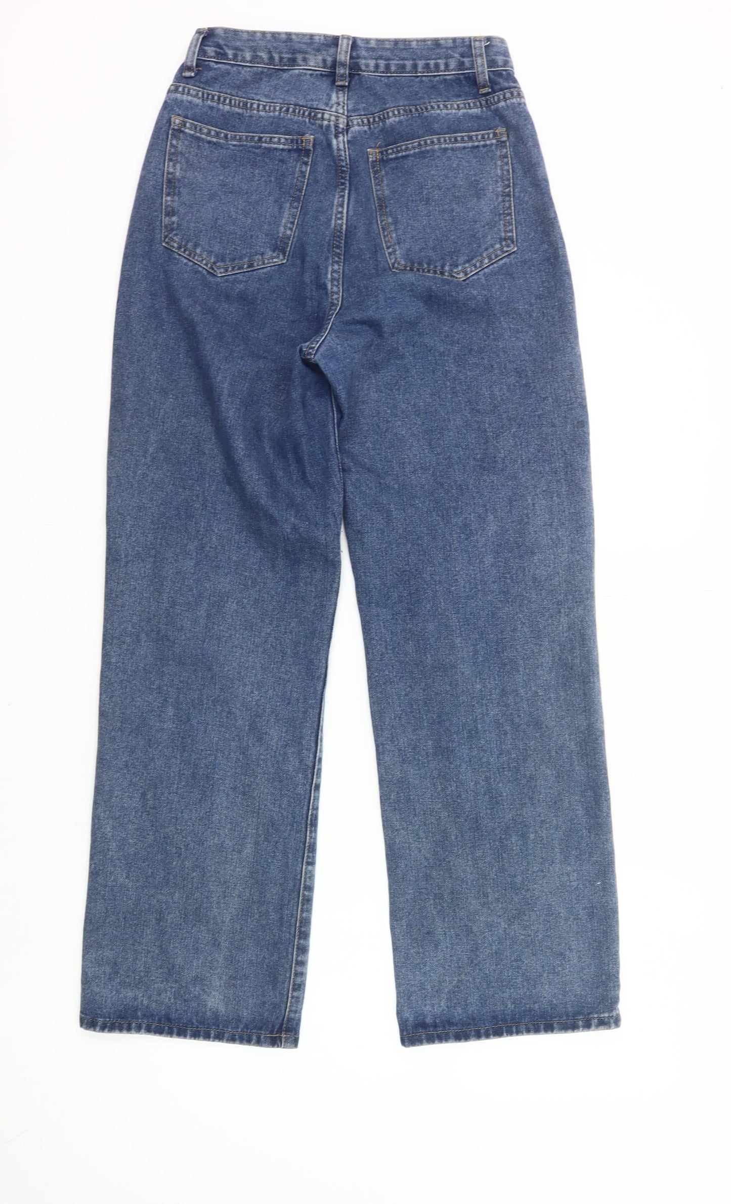 Cider Womens Blue XS High Rise Distressed Straight Jeans