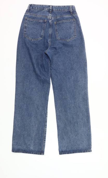 Cider Womens Blue XS High Rise Distressed Straight Jeans