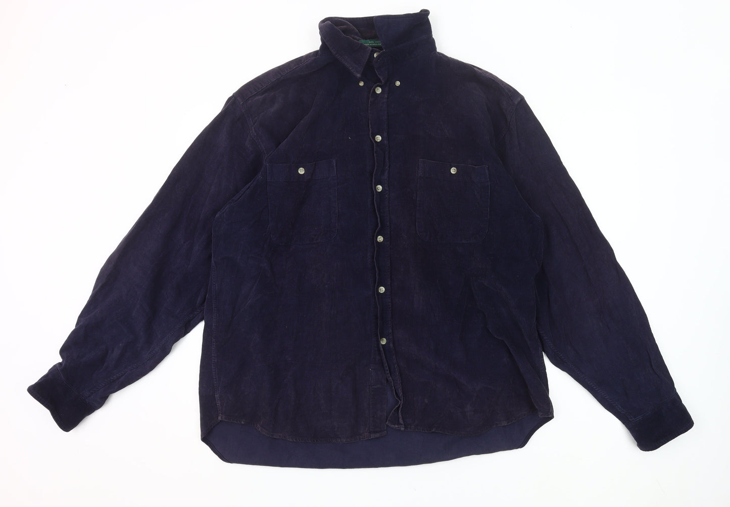 River Trader Men’s Blue Corduroy Button-Up Shirt XL Long Sleeve