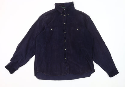 River Trader Men’s Blue Corduroy Button-Up Shirt XL Long Sleeve