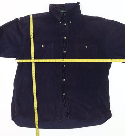 River Trader Men’s Blue Corduroy Button-Up Shirt XL Long Sleeve