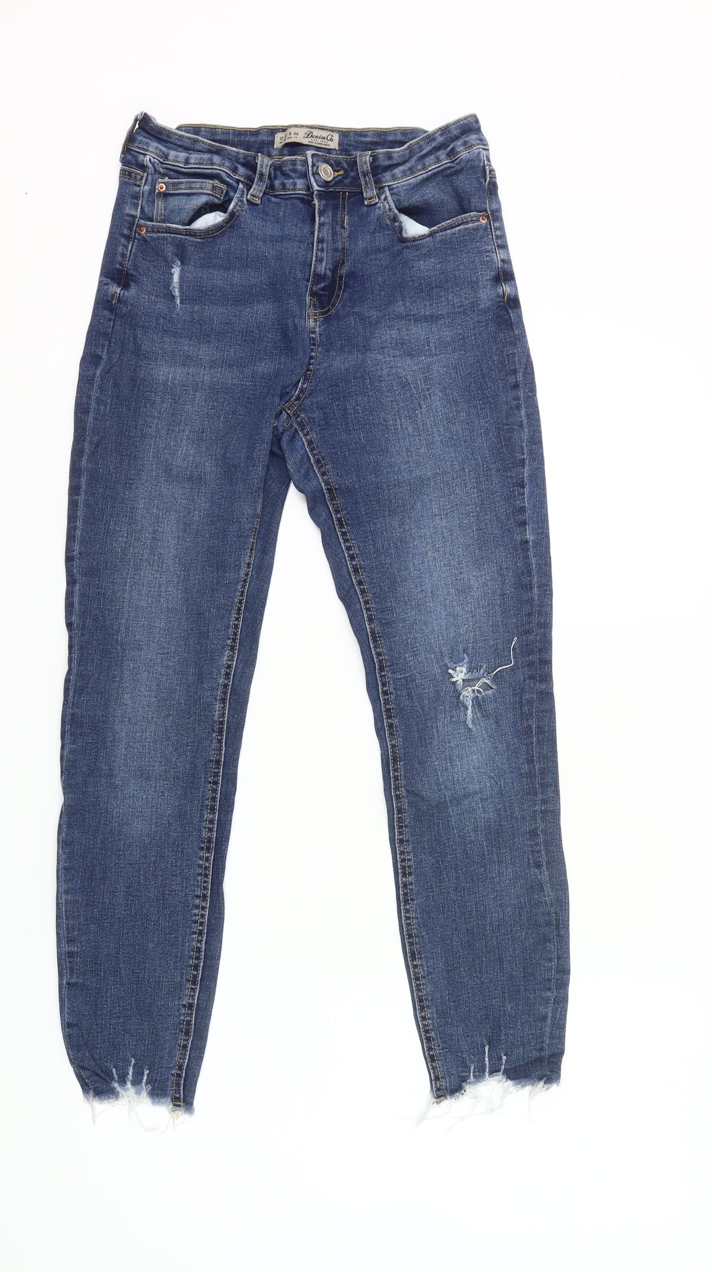 Denim Co. Womens Blue Size 12 Skinny Distressed Jeans