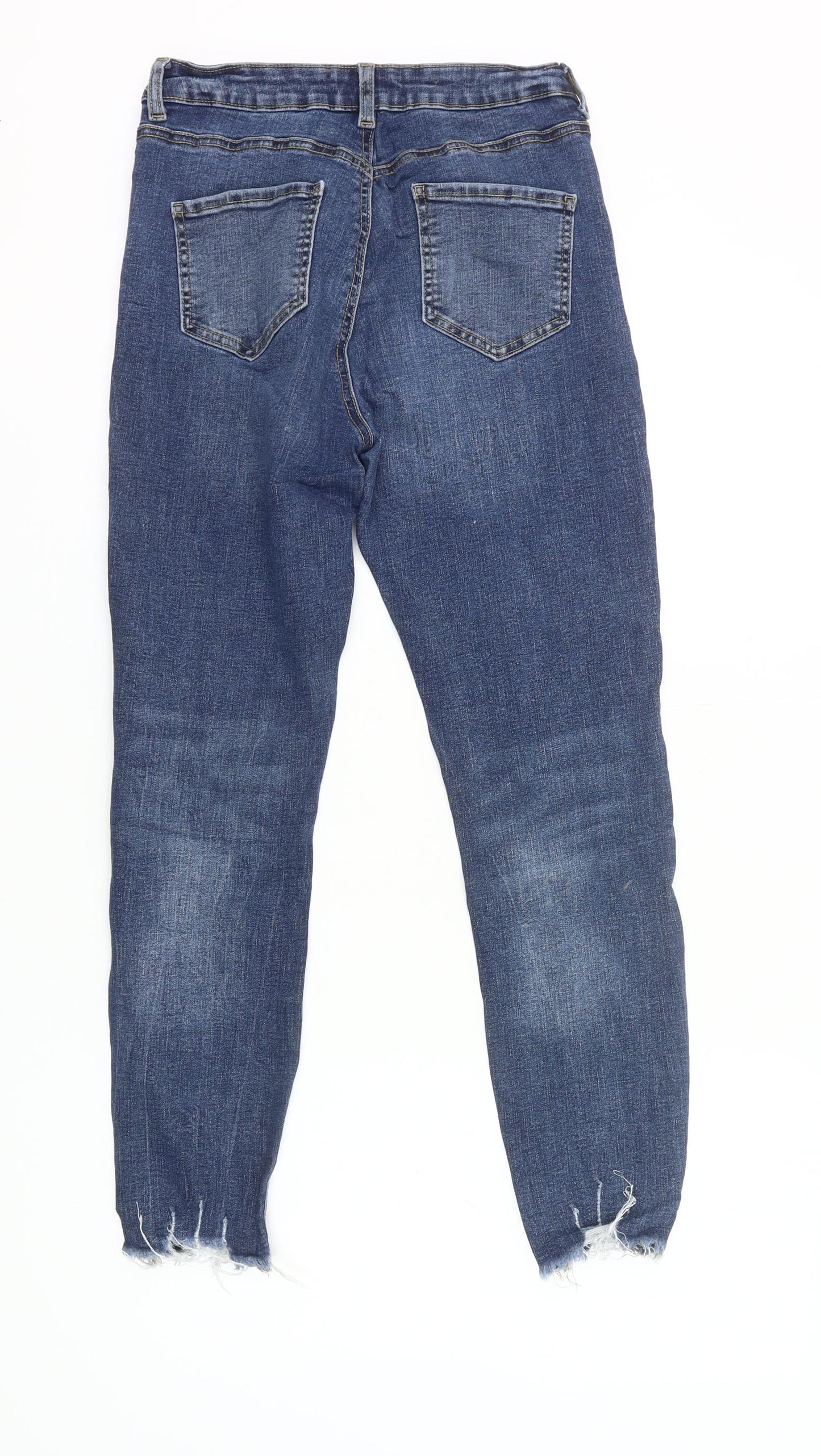Denim Co. Womens Blue Size 12 Skinny Distressed Jeans
