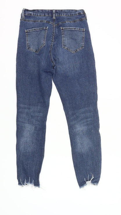 Denim Co. Womens Blue Size 12 Skinny Distressed Jeans