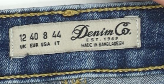 Denim Co. Womens Blue Size 12 Skinny Distressed Jeans