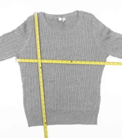 CC Womens Grey Cotton Knit Pullover Jumper Size L Scoop Neck